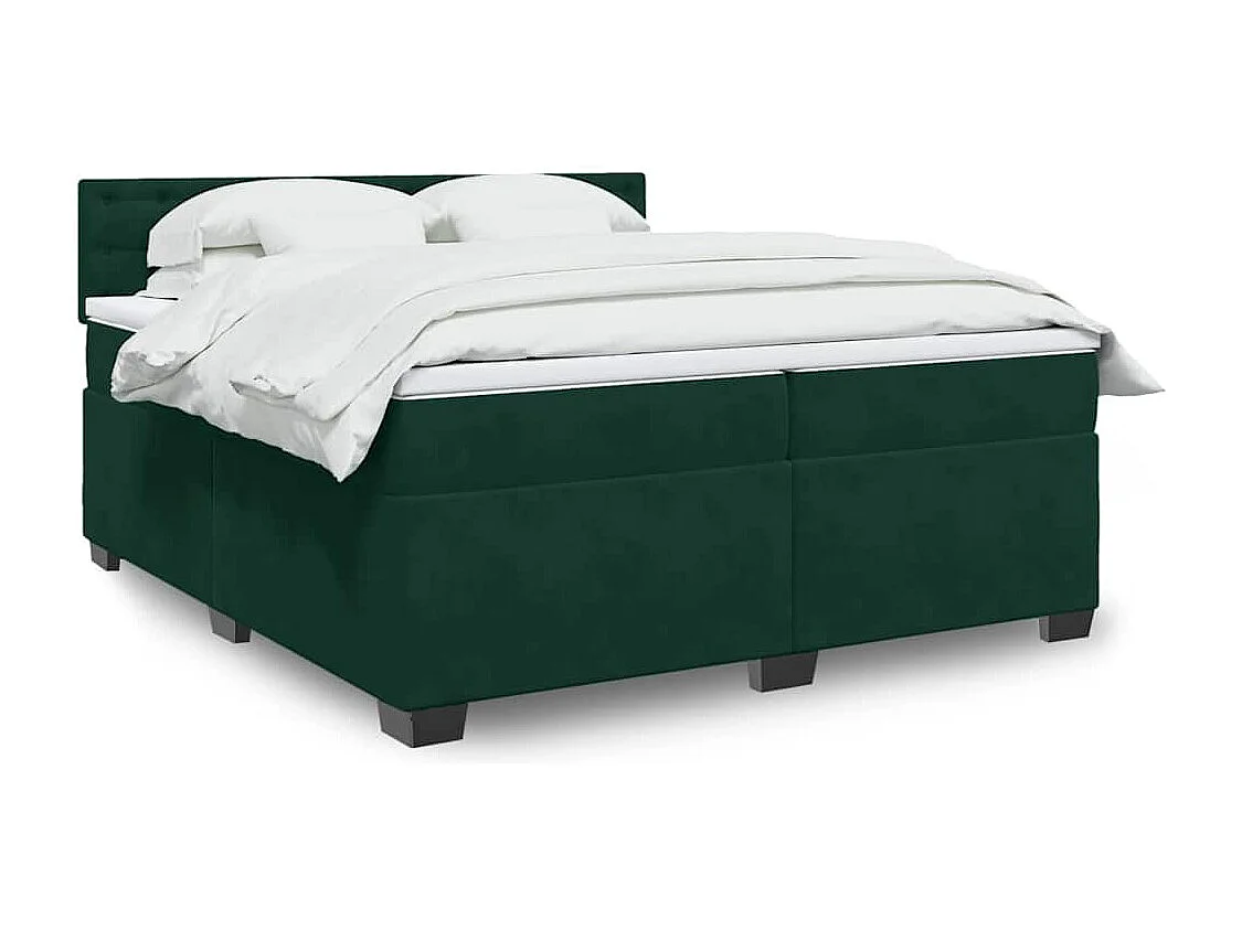 Sommier à lattes de lit et matelas Vert foncé 200x200cm Velours