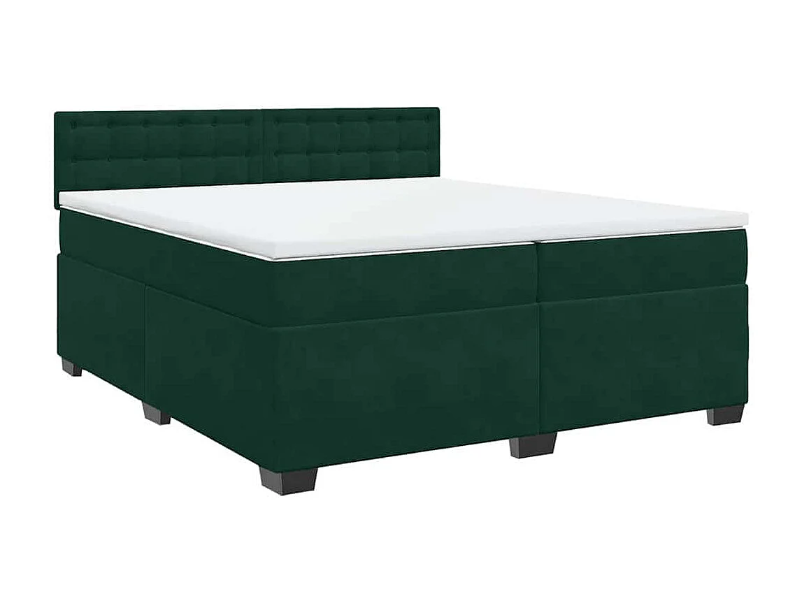 Cama box spring con colchón terciopelo verde oscuro 200x200 cm