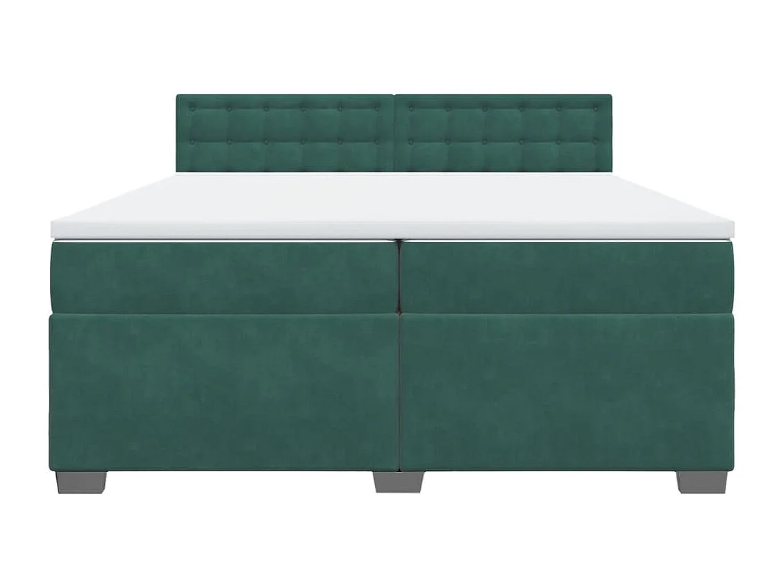 Cama box spring con colchón terciopelo verde oscuro 200x200 cm