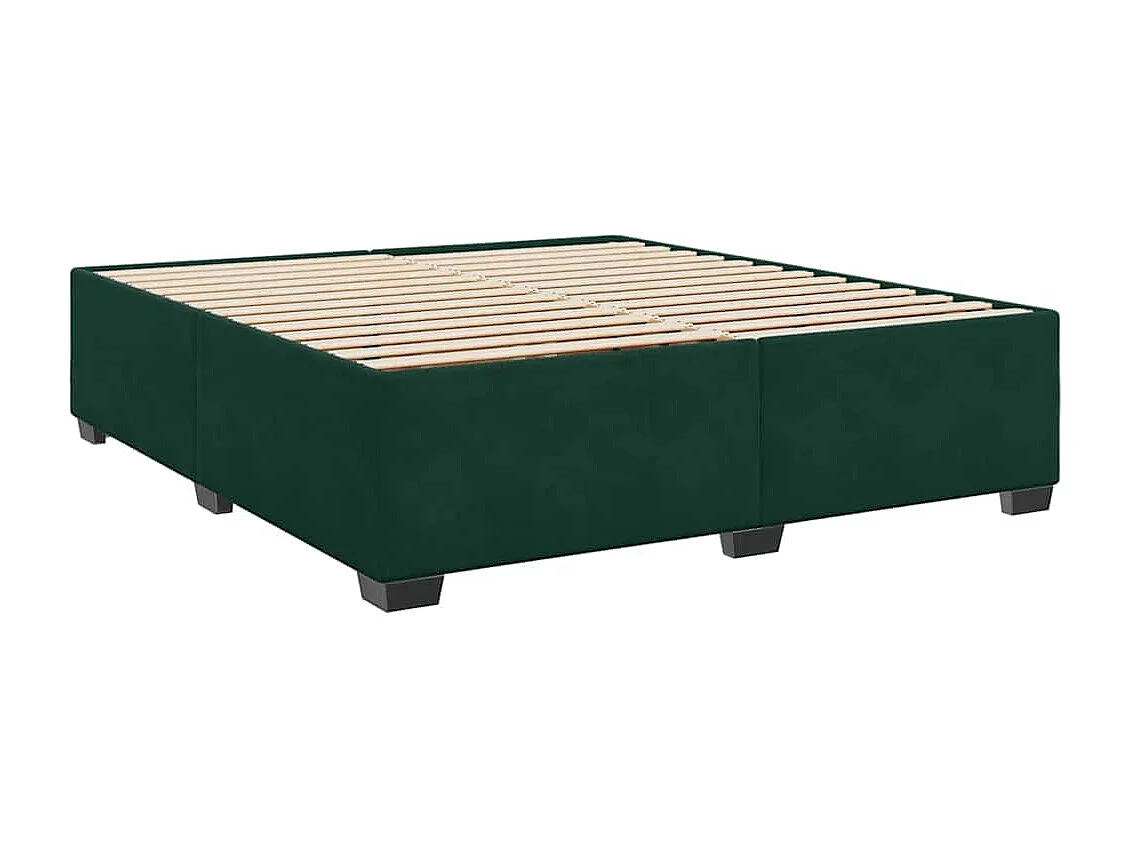 Cama box spring con colchón terciopelo verde oscuro 200x200 cm