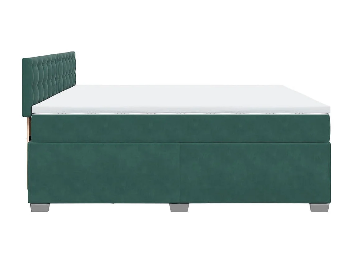 Cama box spring con colchón terciopelo verde oscuro 200x200 cm