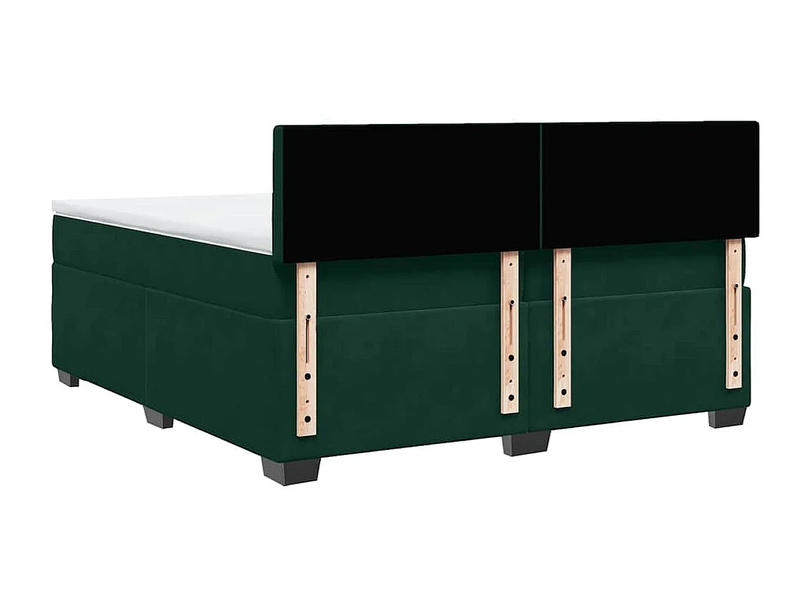 Cama box spring con colchón terciopelo verde oscuro 200x200 cm