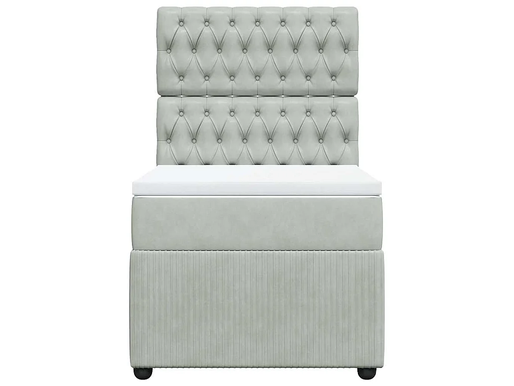 Boxspring met matras fluweel lichtgrijs 90x200 cm