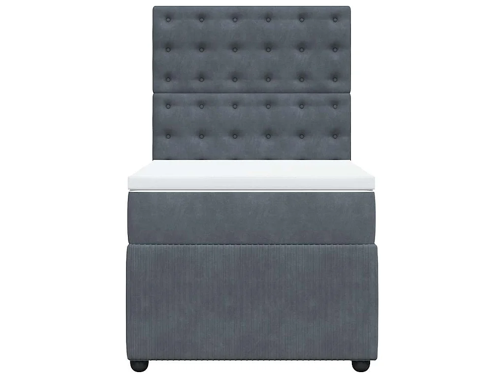 Cama box spring con colchón terciopelo gris oscuro 90x200 cm