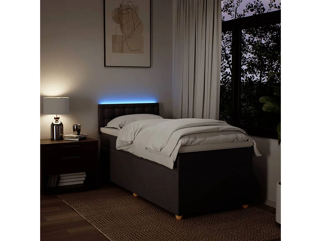 Boxspring met matras stof donkerbruin 90x190 cm