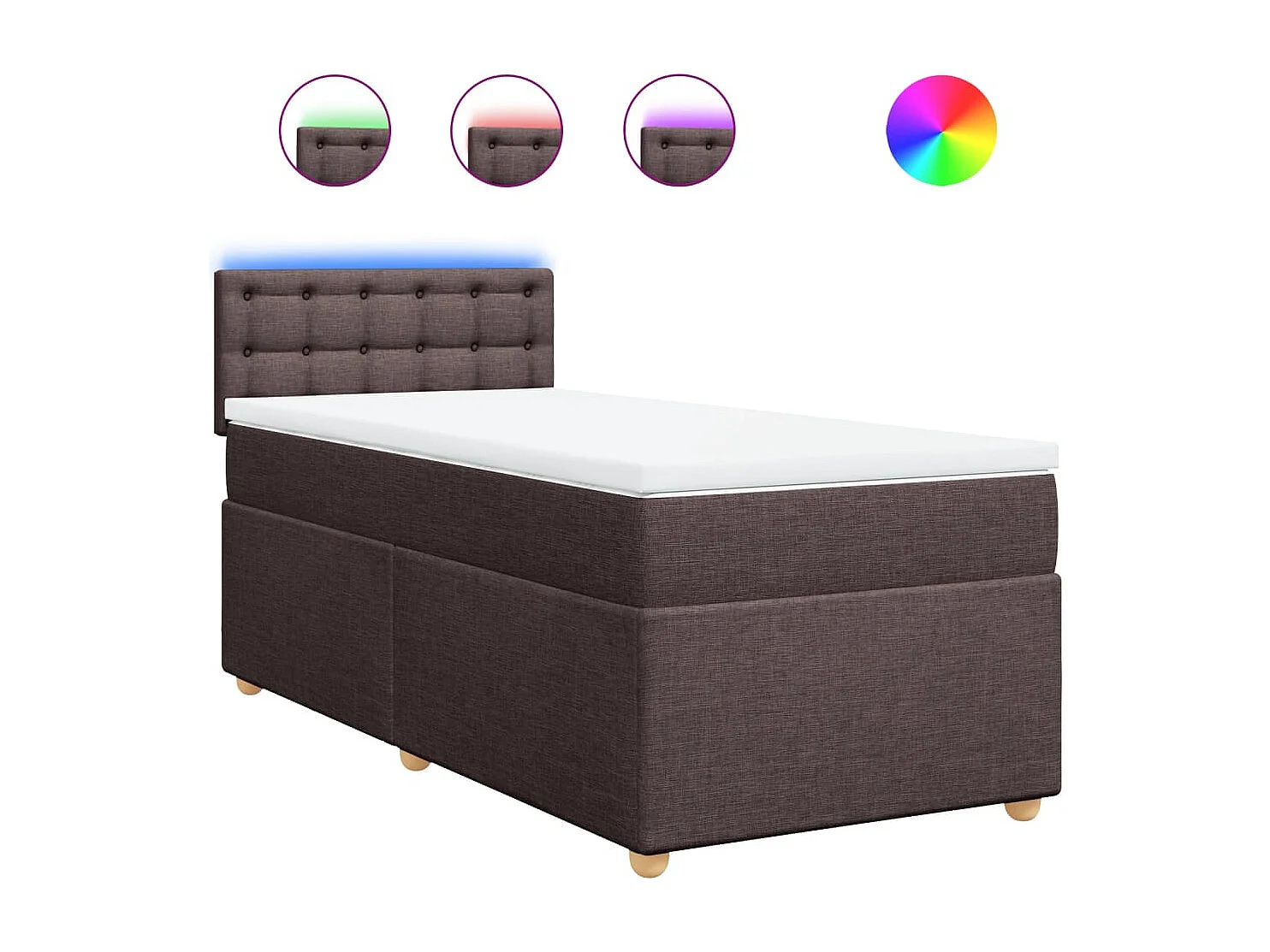 Cama com molas/colchão 90x190 cm tecido castanho-escuro