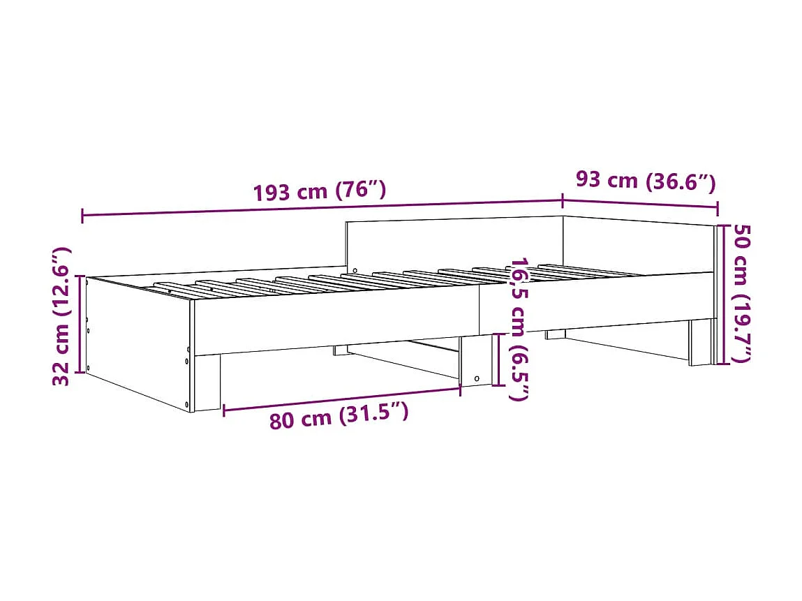 Giroletto Grigio Sonoma 90x190 cm in Legno Multistrato