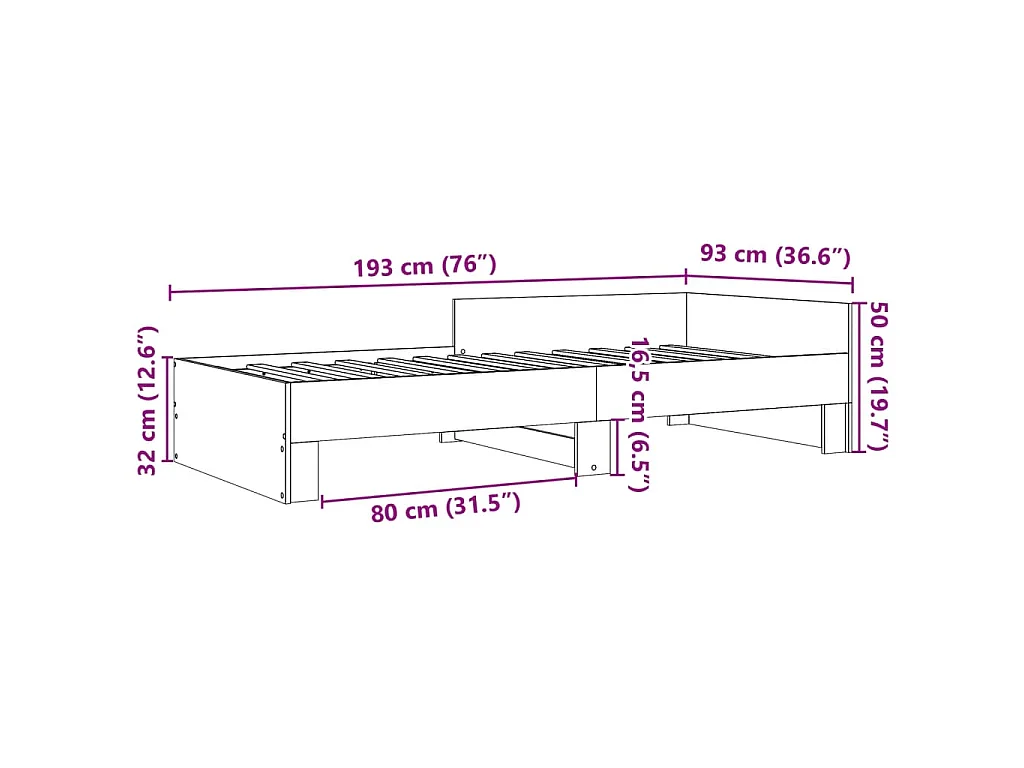 Bedframe bewerkt hout grijs sonoma eikenkleurig 90x190 cm