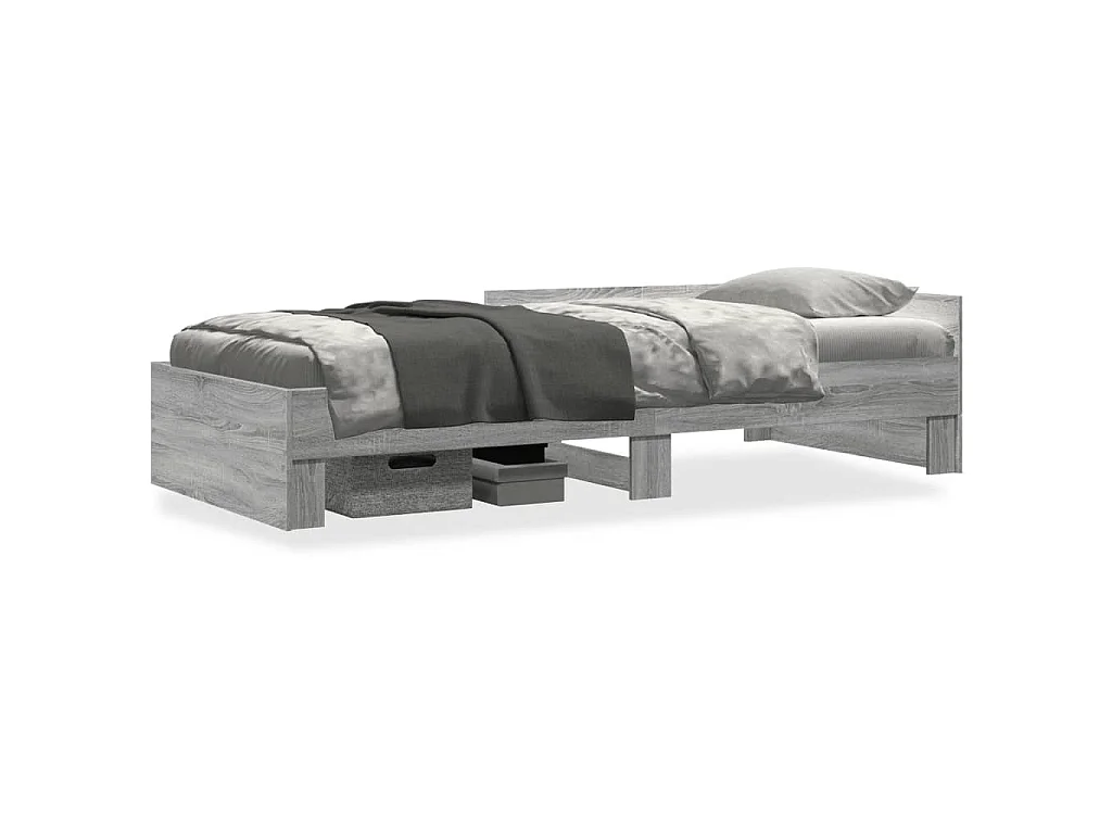 Bedframe bewerkt hout grijs sonoma eikenkleurig 90x190 cm