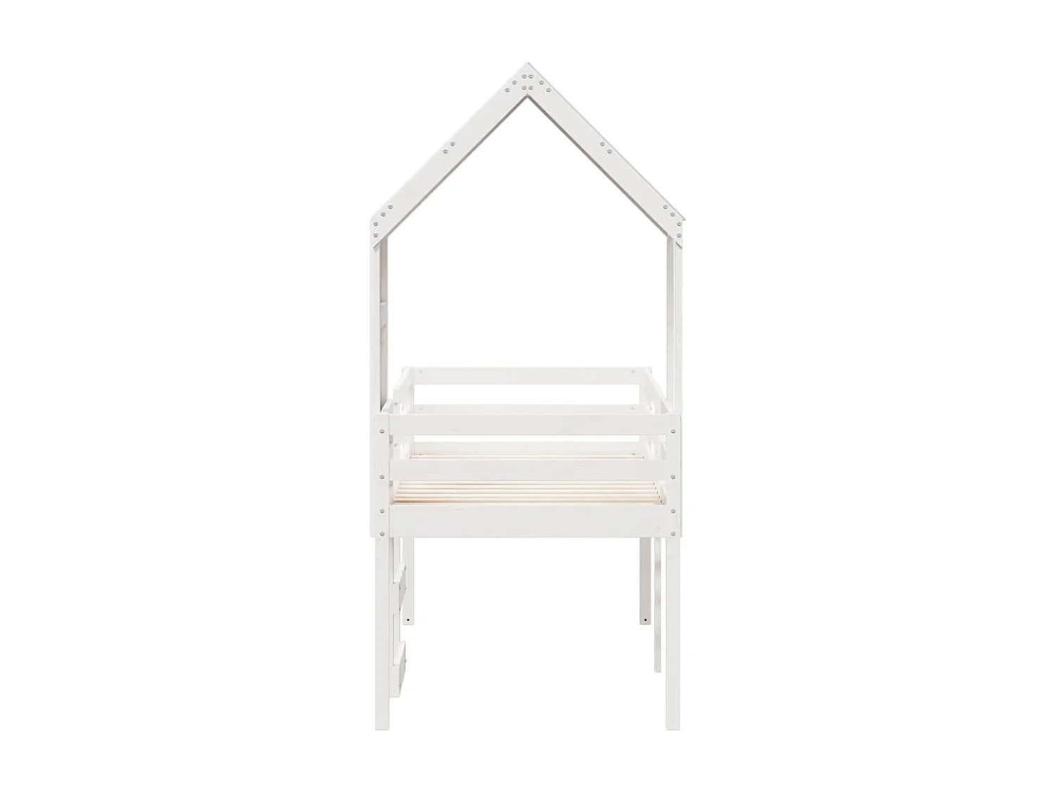 Cama alta com telhado 75x190 cm pinho maciço branco