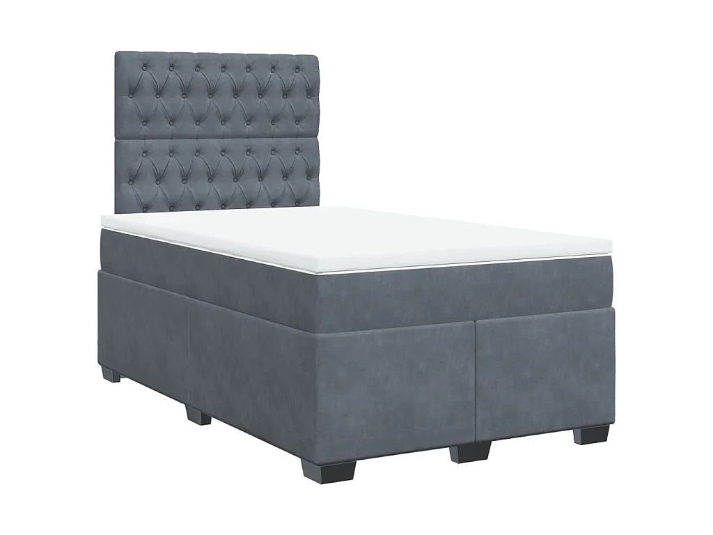 Boxspring met matras fluweel donkergrijs 120x190 cm