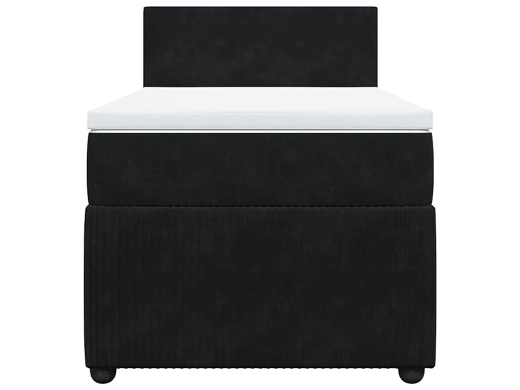 Cama box spring con colchón terciopelo negro 80x200 cm