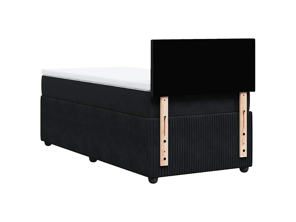 Cama box spring con colchón terciopelo negro 80x200 cm