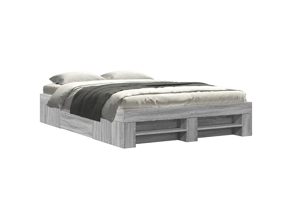 Cadre de lit sans matelas sonoma gris 120x200cm bois ingénierie
