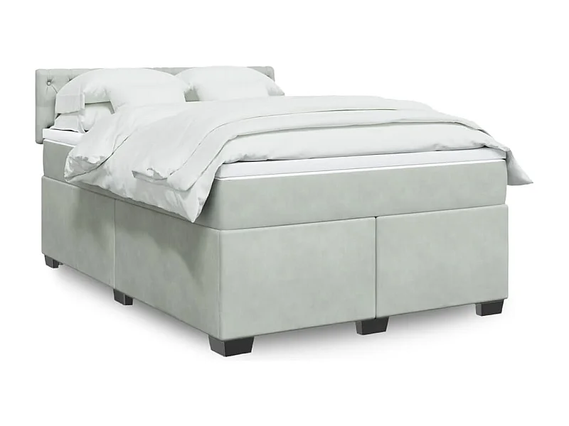 Sommier à lattes de lit et matelas Gris clair 140x200cm Velours