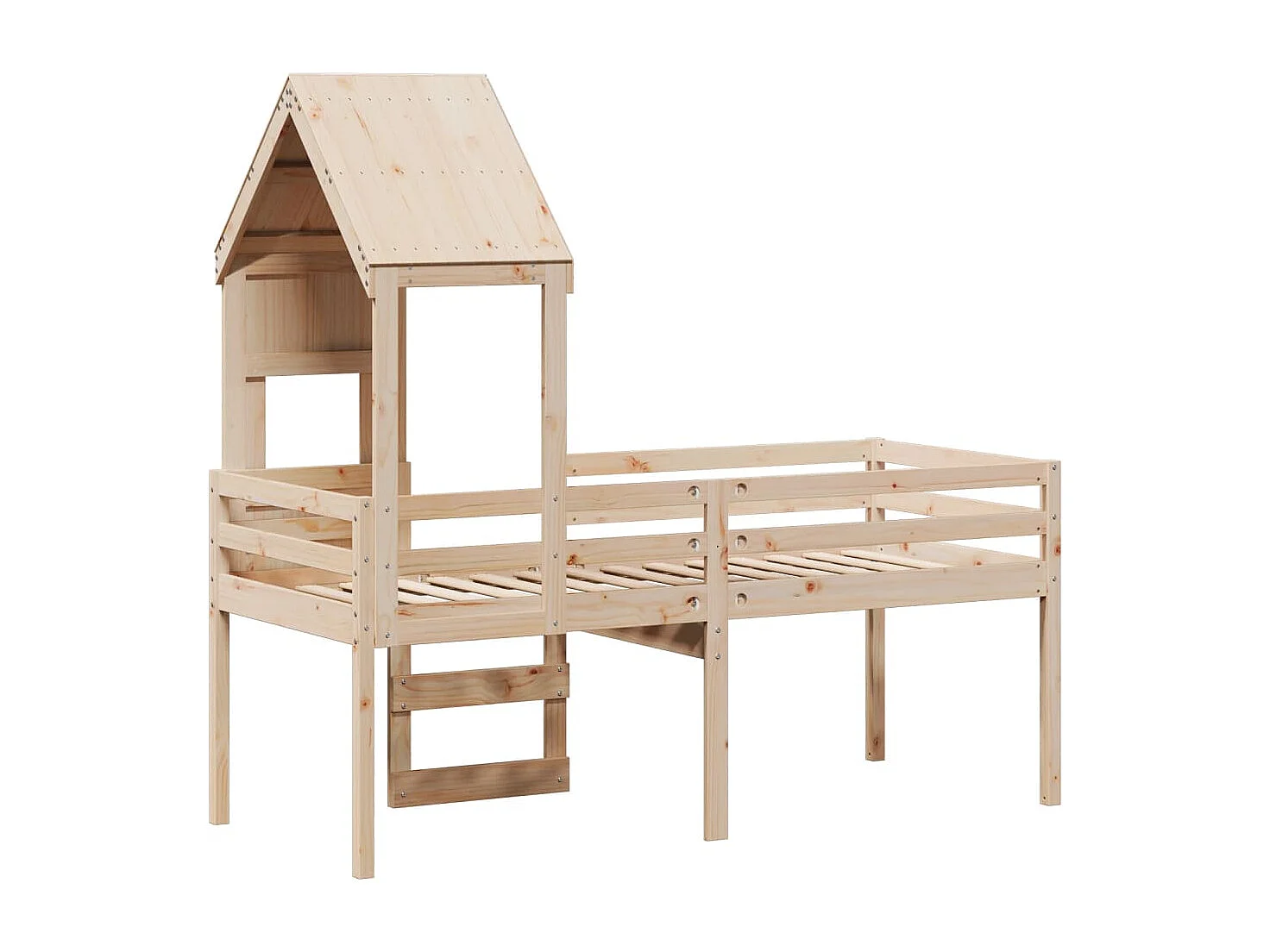 Lit haut sans matelas 90x190 cm bois de pin massif