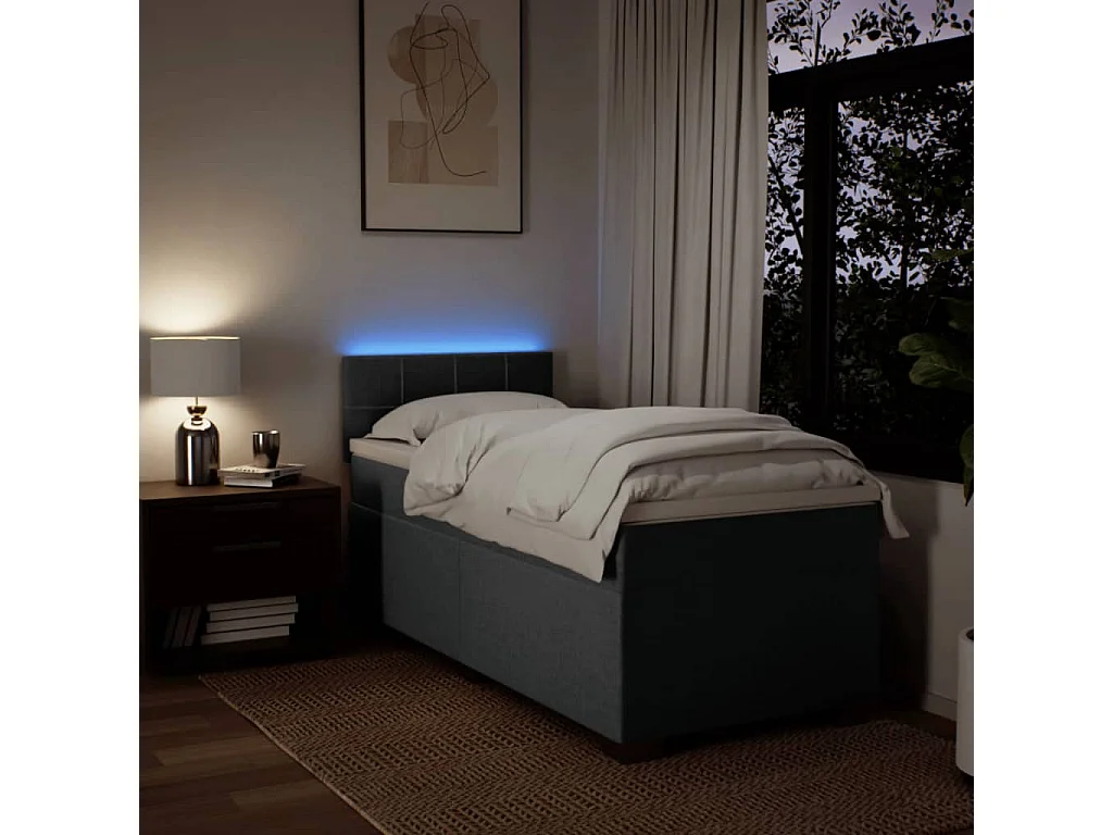 Sommier à lattes de lit et matelas Gris foncé 90x190 cm Tissu