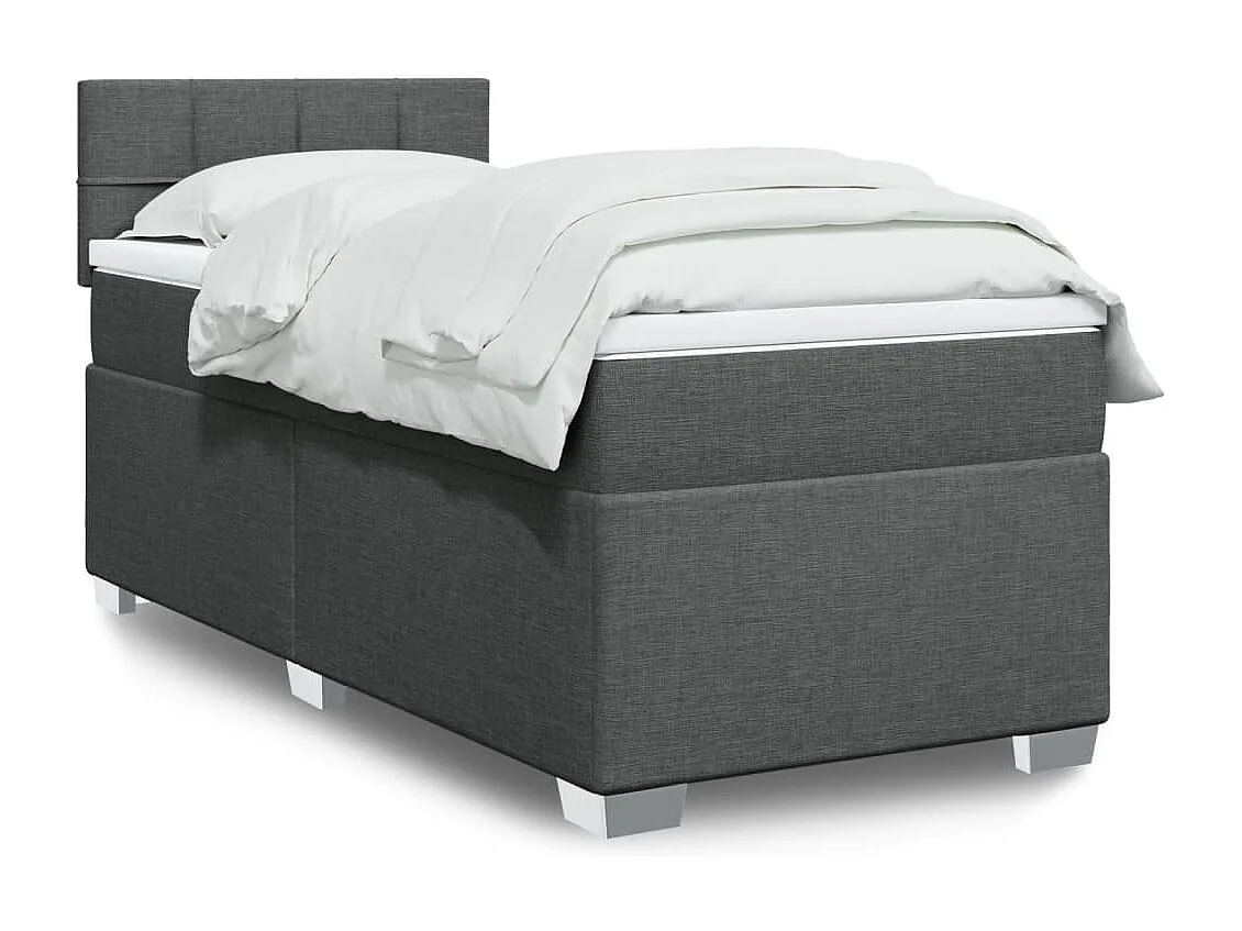 Sommier à lattes de lit et matelas Gris foncé 90x190 cm Tissu