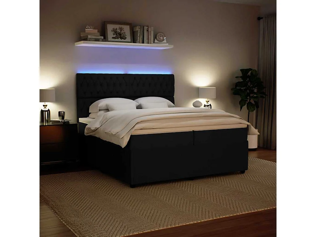 Boxspring met matras fluweel zwart 200x200 cm