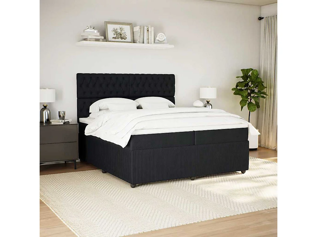 Boxspring met matras fluweel zwart 200x200 cm