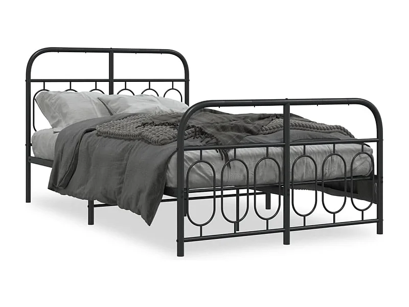 Bedframe met hoofd- en voeteneinde metaal zwart 120x200 cm