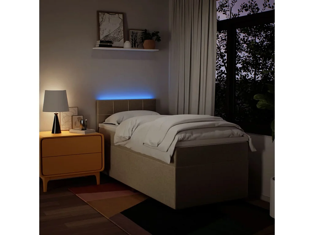 Boxspringbett mit Matratze Creme 90x190 cm Stoff