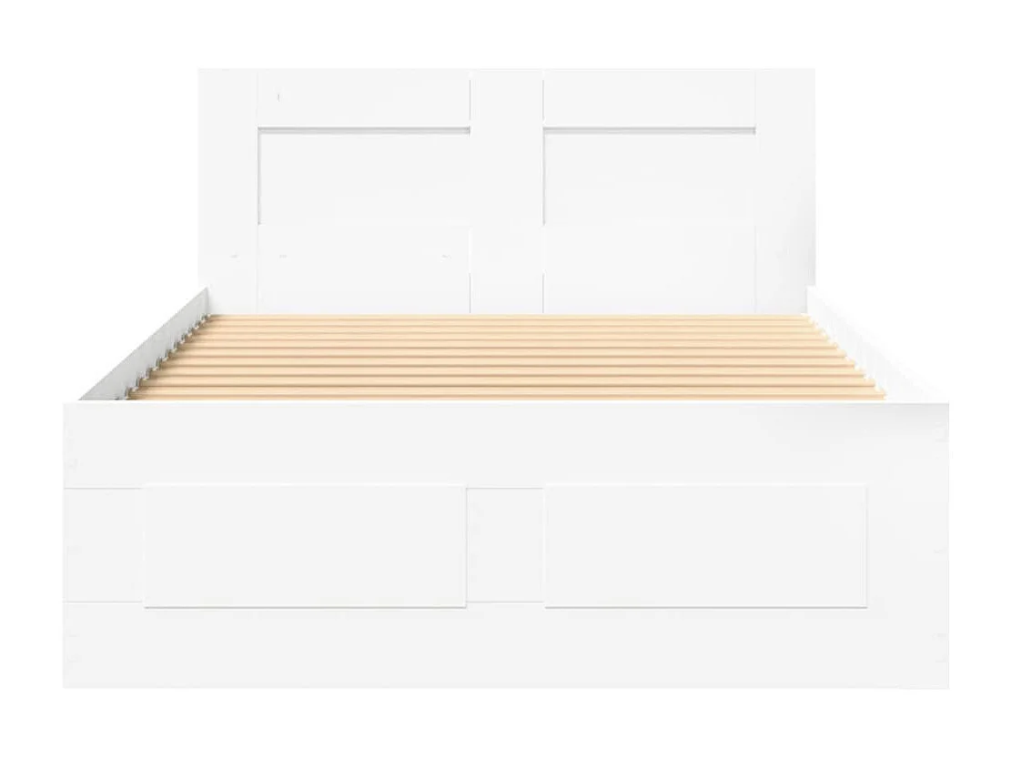 Bedframe met hoofdbord bewerkt hout wit 75x190 cm