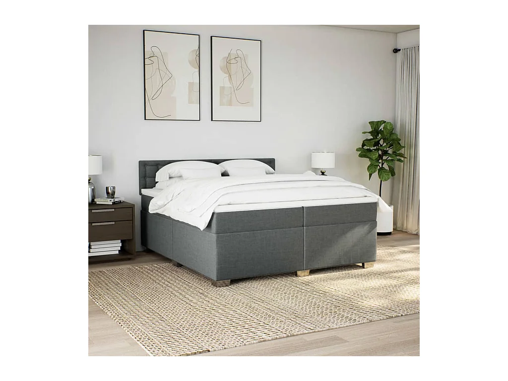Boxspring met matras stof donkergrijs 200x200 cm