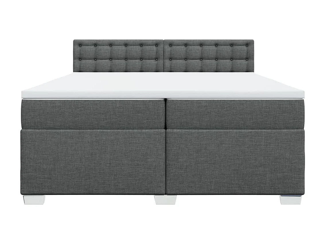 Sommier à lattes de lit avec matelas Gris foncé 200x200cm Tissu