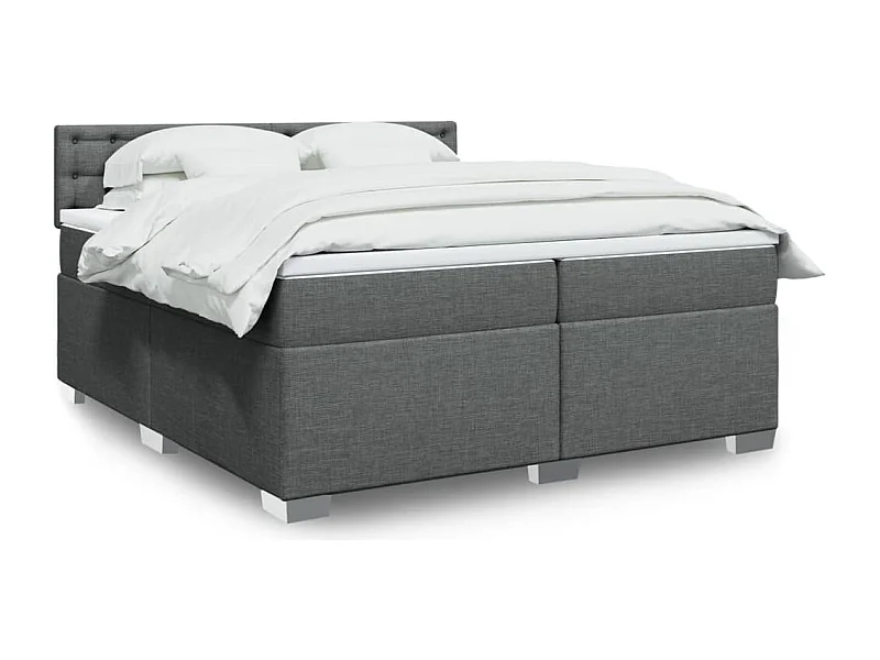 Sommier à lattes de lit avec matelas Gris foncé 200x200cm Tissu