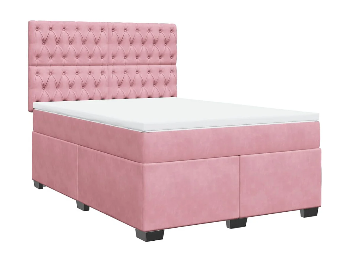 Boxspringbett mit Matratze Rosa 140x200 cm Samt