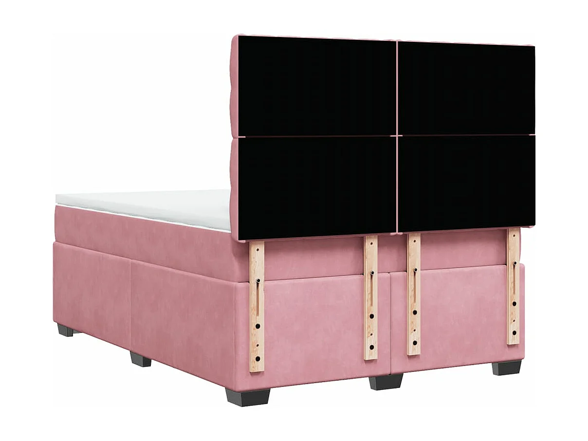 Boxspringbett mit Matratze Rosa 140x200 cm Samt