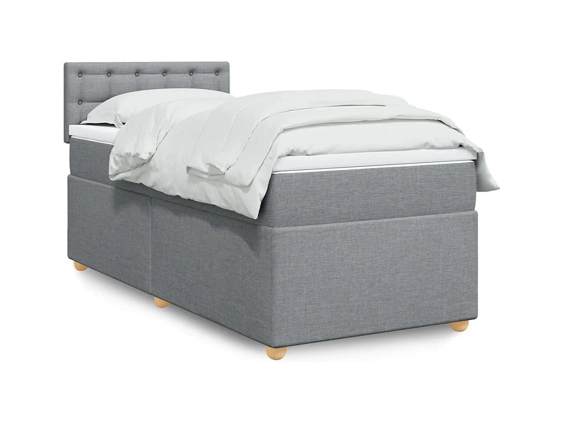 Sommier à lattes de lit avec matelas Gris clair 100x200cm Tissu