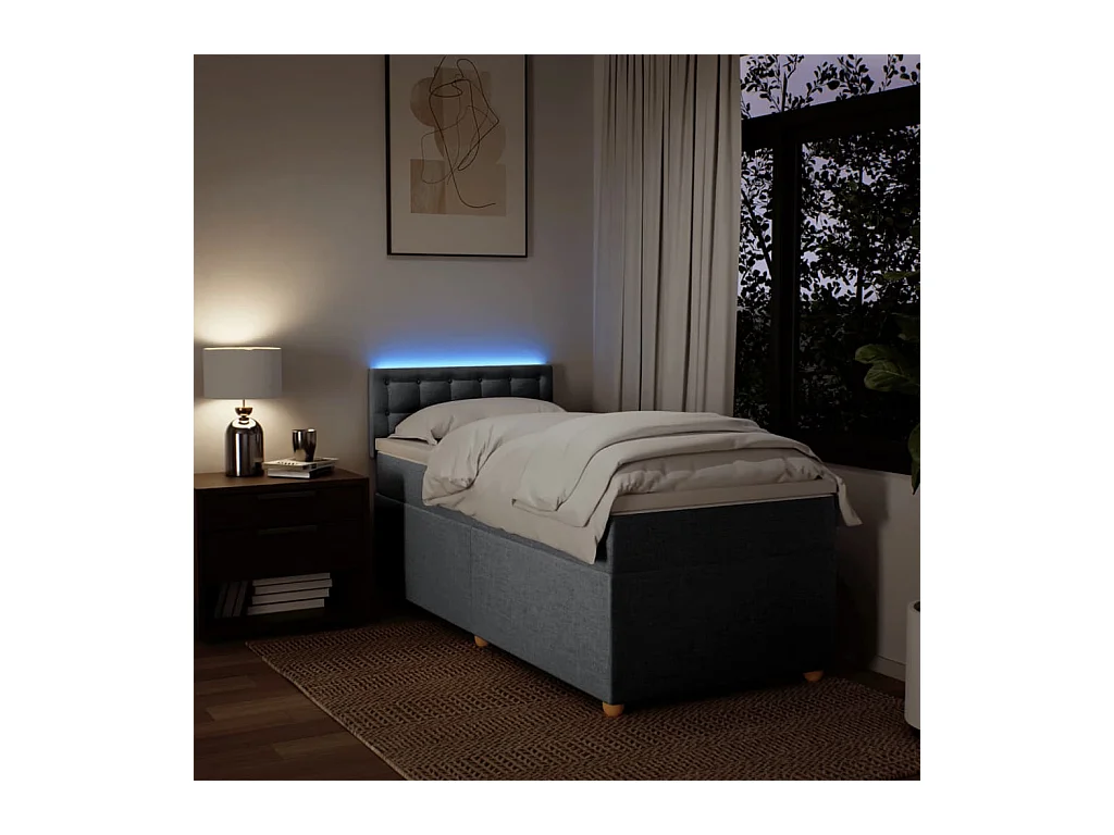Sommier à lattes de lit avec matelas Gris clair 100x200cm Tissu