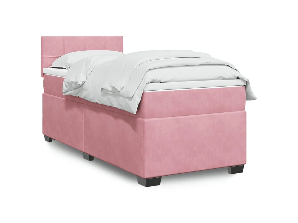 Giroletto a Molle con Materasso Rosa 90x190 cm in Velluto