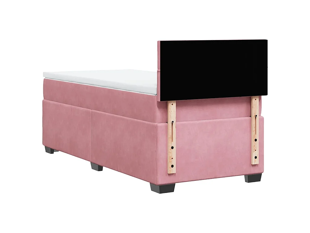 Giroletto a Molle con Materasso Rosa 90x190 cm in Velluto