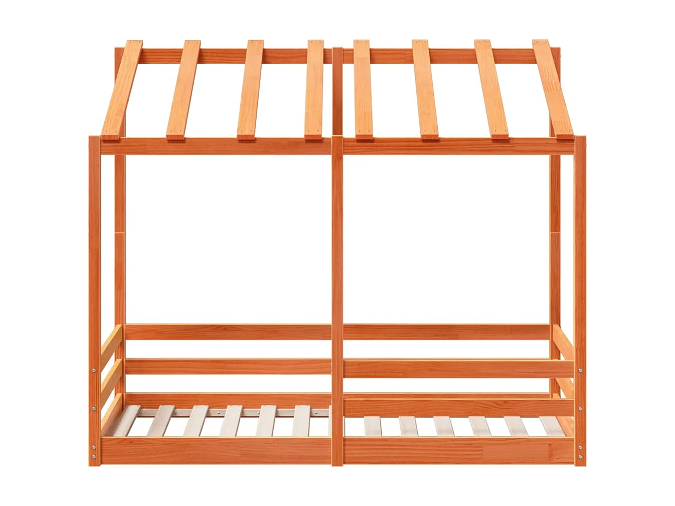 Kinderbed met bedhuis 70x140 cm massief grenenhout wasbruin