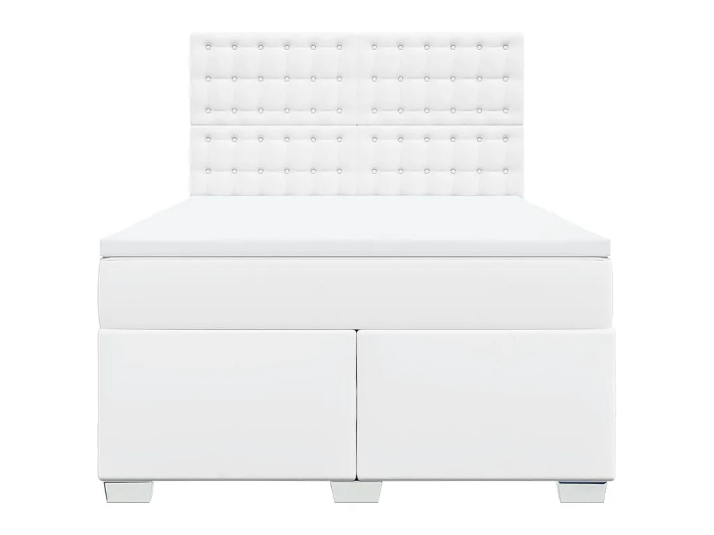 Boxspringbett mit Matratze Weiß 160x200 cm Kunstleder