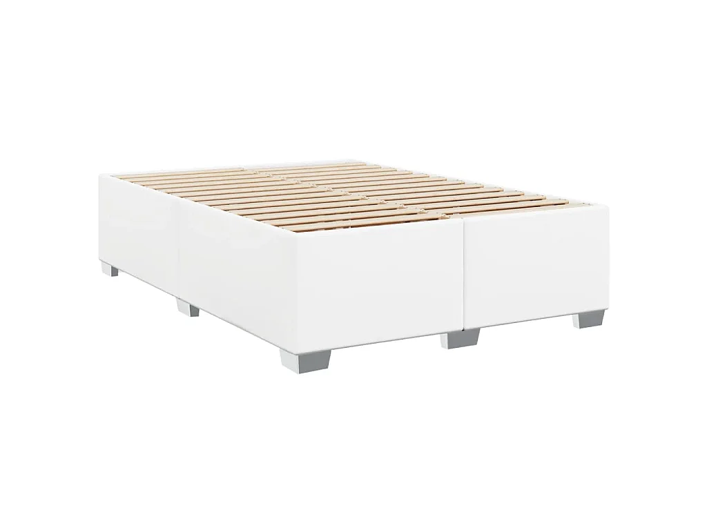 Boxspringbett mit Matratze Weiß 160x200 cm Kunstleder