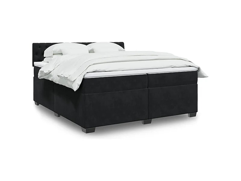 Boxspring met matras fluweel zwart 200x200 cm