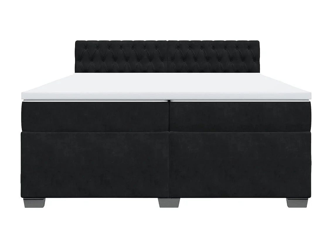 Cama com molas/colchão 200x200 cm veludo preto