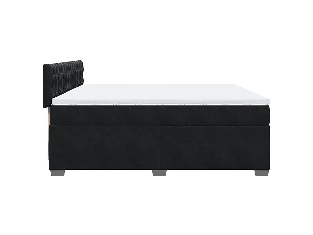 Giroletto a Molle con Materasso Nero 200x200 cm in Velluto