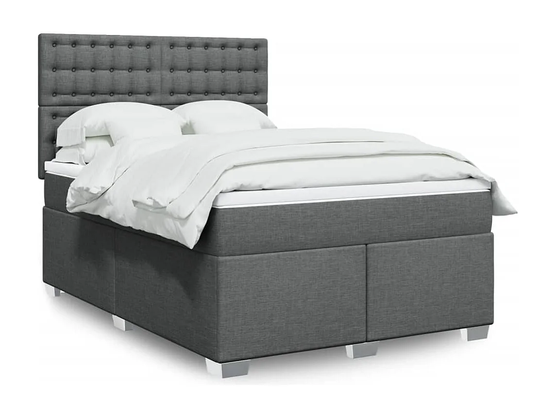 Boxspringbett mit Matratze Dunkelgrau 140x200 cm Stoff