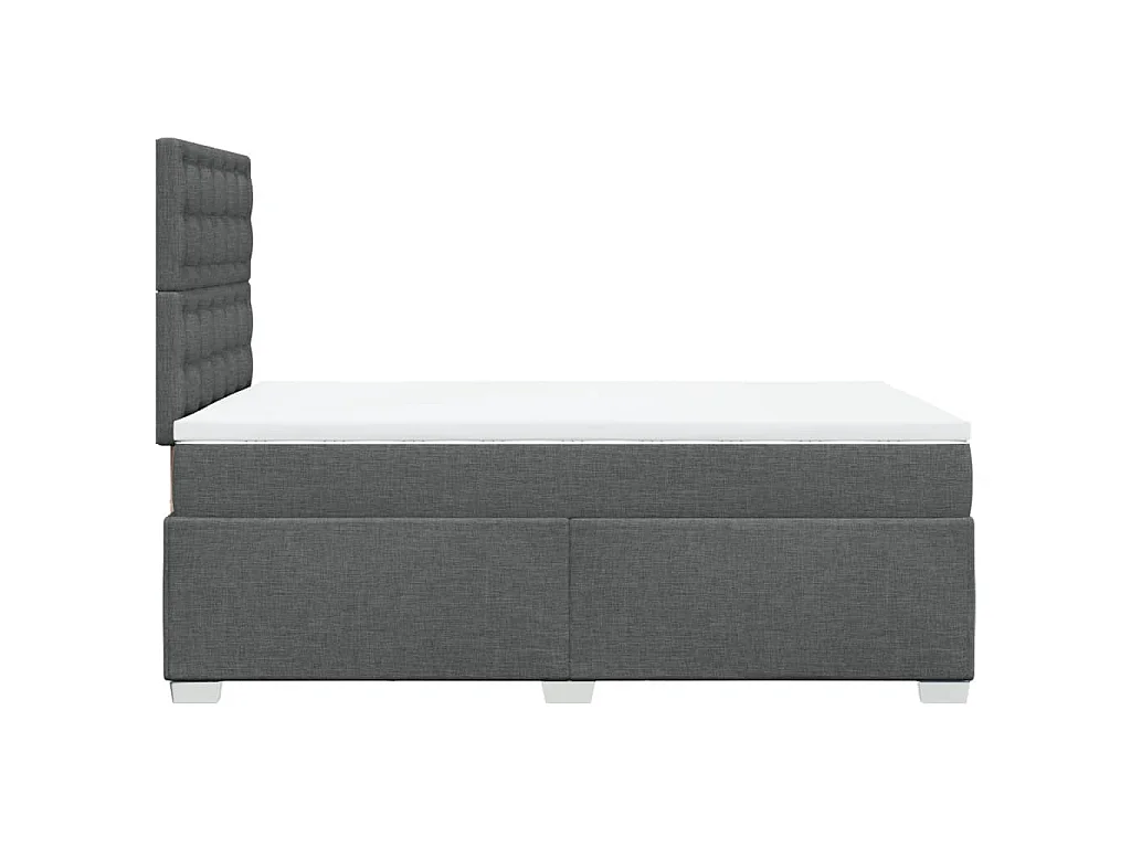 Cama box spring con colchón tela gris oscuro 120x200 cm