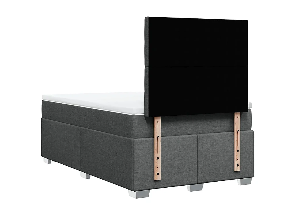 Cama box spring con colchón tela gris oscuro 120x200 cm