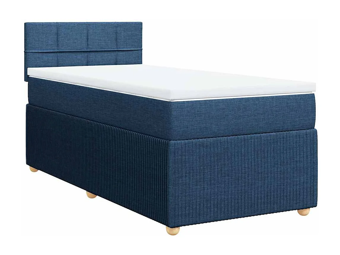 Boxspring met matras stof blauw 90x190 cm