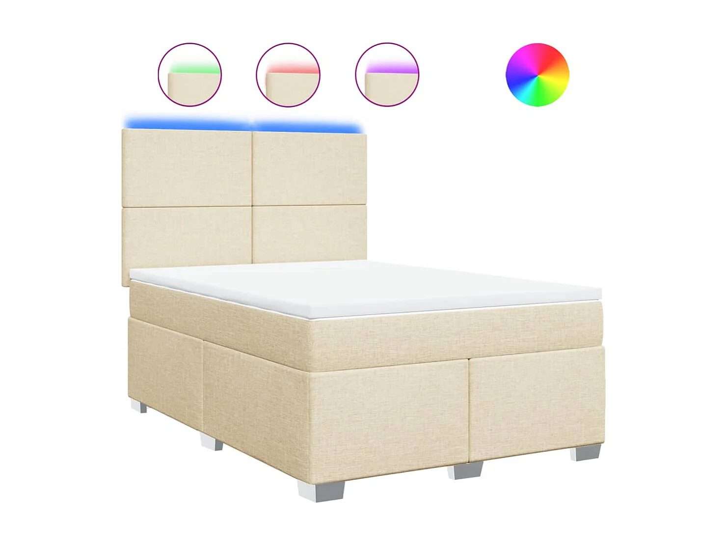 Sommier à lattes de lit avec matelas Crème 160x200 cm Tissu