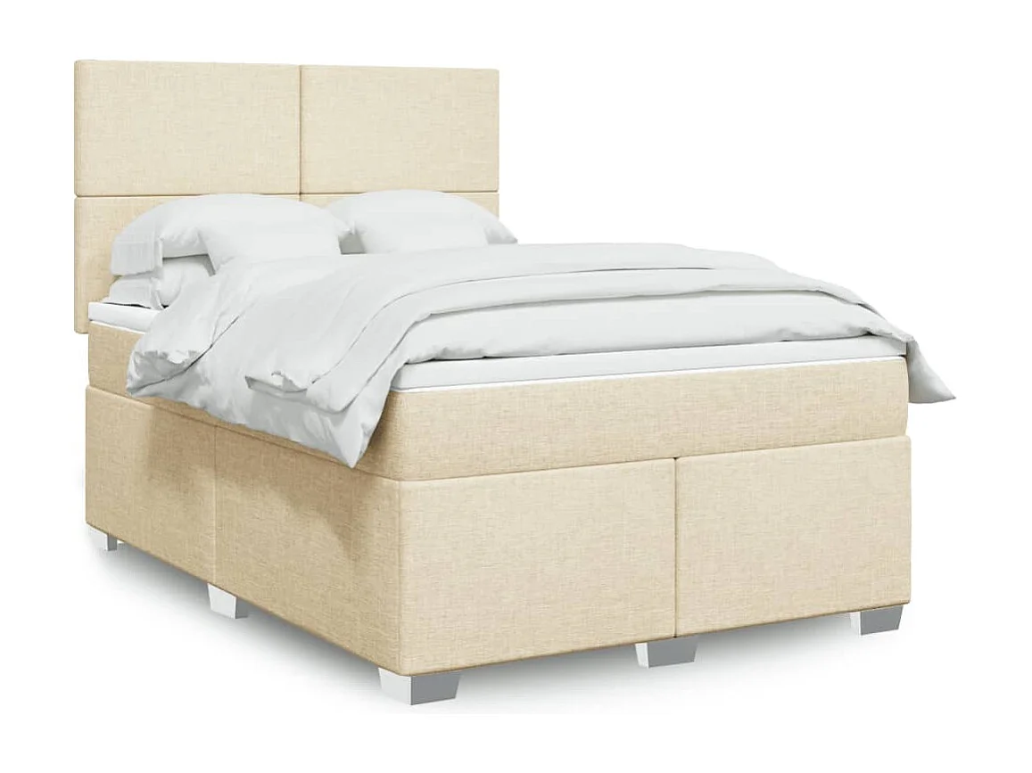 Boxspring met matras stof crèmekleurig 160x200 cm
