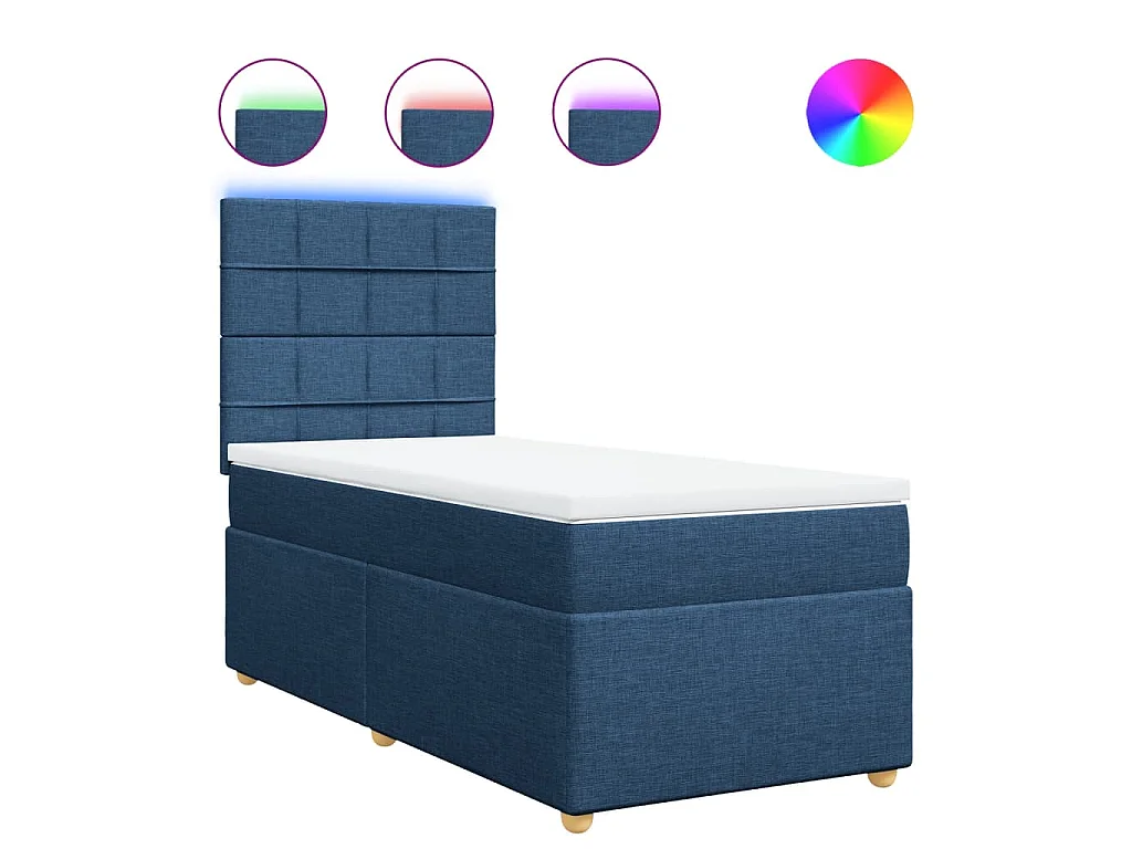 Boxspring met matras stof blauw 80x200 cm