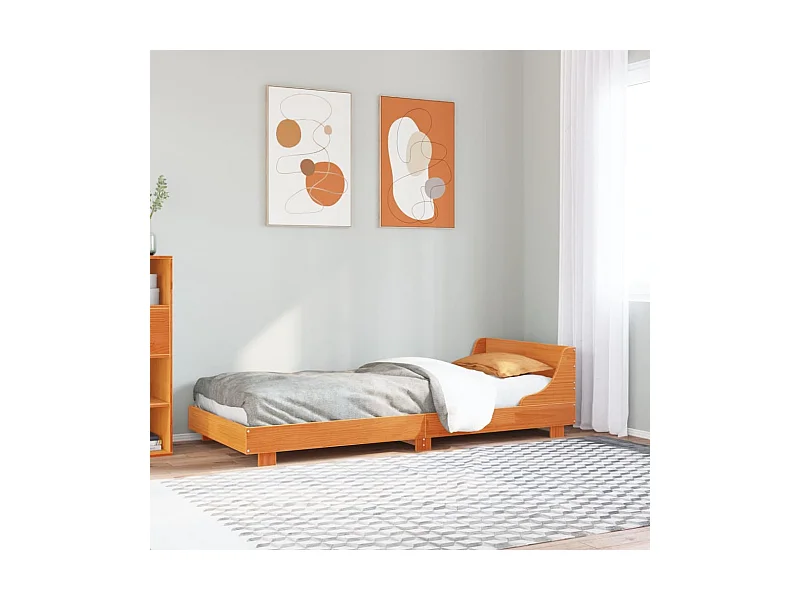 Cadre de lit sans matelas cire marron 100x200cm bois pin massif